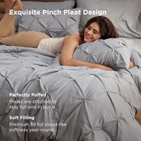 Set Sprei Queen Size Abu-abu 7 Potong, Quilt 100% Poliester, Desain Modern, Termasuk Sprei, Sarung Bantal, dan Sarung Bantal Hias