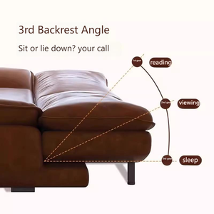 Canapé-<span class=keywords><strong>lit</strong></span> en cuir de luxe italien convertible fonction pliante chambre à coucher minimaliste moderne salon petite unité canapé de détente - Product Image 5