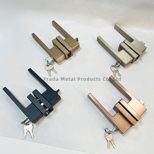 Serrure à poignée de porte en verre sans cadre en acier inoxydable trempé avec clé en laiton Catégorie de produit Cylindres de serrure - Product Image 4