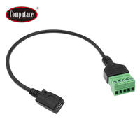 Câble micro USB femelle à 5 broches de 300 mm avec borne à vis pour téléphone portable, charge d'appareil photo et transmission de données
