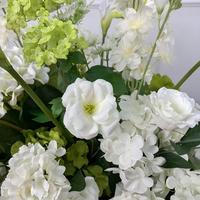 LUYI Handgefertigtes Hochzeits-Blumenarrangement Künstlicher Calla-Lilien-Strauß Weiß-Grüne Rose Hortensie 50cm Blumenball Tischdekoration