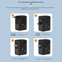 Adaptador de Viaje Universal Global Gan de 35 W con Carga Rápida, Enchufe Internacional Múltiple y Cable USB-C Retráctil para Laptop y Móvil
