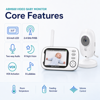 Moniteur vidéo pour bébé de 3,5 pouces avec caméra et audio 2,4 GHz FHSS sans Wi-Fi, vision nocturne, communication bidirectionnelle, affichage de la température