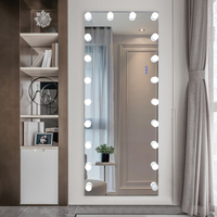 Miroir sur pied intelligent à écran tactile pleine longueur pour salon de coiffure, avec éclairage LED, cadre en aluminium, miroir décoratif fait main