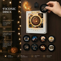 Aimant de réfrigérateur rotatif NFC en acrylique personnalisé pour l'Aïd et le Ramadan, avec haut-parleur et 9 disques interchangeables à lumière LED chaude - Vente en gros