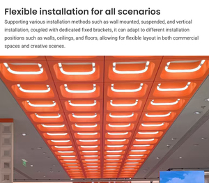 Tubo LED luminoso a 360 gradi per negozi di abbigliamento, design creativo, decorazione a sospensione curva quadrata. - Product Image 3