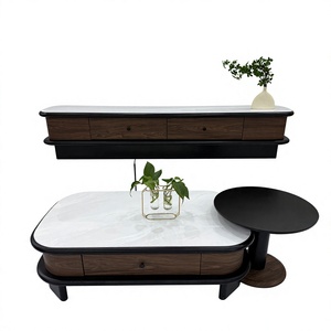 <span class=keywords><strong>Table</strong></span> basse <span class=keywords><strong>vintage</strong></span> en <span class=keywords><strong>bois</strong></span> très vendue avec meuble TV sur pied, portes en verre cintrées et rangement pour salon, compatible TV 65 pouces - Product Image 2