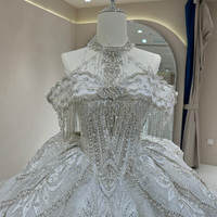 DW0051 Robes de mariée de luxe vintage Robe de bal à épaules dénudées, paillettes lourdes, perlées, appliques de dentelle et de cristal pour femmes