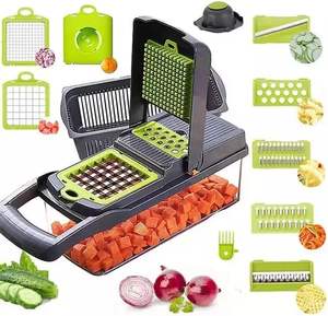 15 Pcs <b>Multifunctional</b> Kitchen Gadget Plastic <b>Vegetable</b> Chopper Manual <b>Vegetable</b> <b>Cutter</b> Fruit Potato Slicer Grater - Product Image 1