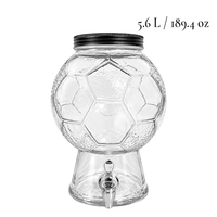 Distributeur de boissons en verre en forme de ballon de football de 5600 ml avec robinet, transparent, pour pub, bar, vente en gros, OEM