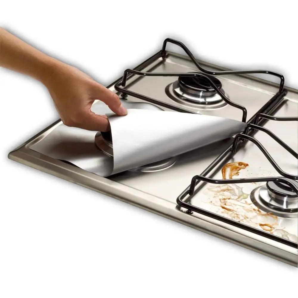 Tampas para queimador de fogão a gás reutilizáveis, forros e queimadores de fogão antiaderentes, proteção de alcance de gás para cozinha