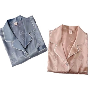 Vanfound 10005 <span class=keywords><strong>Pigiama</strong></span> da Donna <span class=keywords><strong>in</strong></span> <span class=keywords><strong>Raso</strong></span> a Maniche Lunghe Casual con Colletto Reversibile Traspirante e Vita Elasticizzata 2 Pezzi Tinta Unita Primavera Estate - Product Image 3