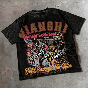 Heavyweight Rhinestone T Shirt Streetwear Graphic Boxy Cropped T-Shirts Custom Designer Acid Wash Distressed Shirts for Men - Product Image 1
