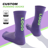 Chaussettes de course en nylon pour cyclisme, compression, séchage rapide, avec logo personnalisé