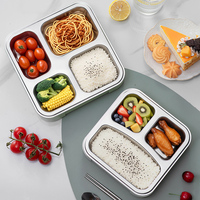 Boîte à lunch carrée en acier inoxydable étanche pour enfants, plusieurs compartiments, conteneur de stockage alimentaire bento pour l'école et les pique-niques