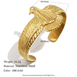Pulsera de joyería de moda Pulseras de águila de acero inoxidable chapadas en oro de 18K para mujer B145 - Product Image 6