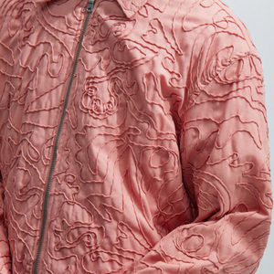 Giacca da Baseball da <span class=keywords><strong>Uomo</strong></span> XJYD di Alta Qualità con Ricamo Fight, Stile High Street Jacquard a Spirale in <span class=keywords><strong>Lino</strong></span> Rosa Taglio Boxy - Product Image 3