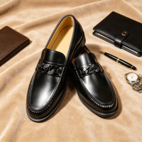 Mocassins en cuir pour hommes de haute qualité, à semelle épaisse, faits à la main en cuir véritable, à enfiler, pour tenue habillée ou décontractée