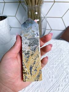 Tour carrée en jaspe océanique naturel, pointe de cristal polie pour la guérison, obélisque en quartz de haute qualité pour la décoration intérieure et la méditation Reiki - Product Image 2