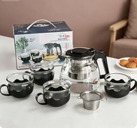 Service à thé en verre à cinq pièces, grande capacité, pour la maison, avec filtre Kung Fu, vaisselle pour restaurants, ensembles café et thé, théière