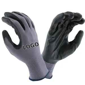 Лидер продаж, строительные ручные перчатки EN388 13 калибра, нитриловые перчатки с ладонью, вязаные нейлоновые/полиэфирные перчатки для механических работ