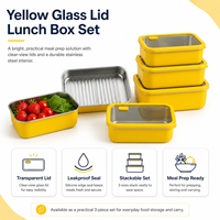 Boîtes à lunch en gros pour la randonnée, pour adultes, ensemble de boîtes à lunch empilables, boîte à lunch bento en acier inoxydable avec couvercle en verre