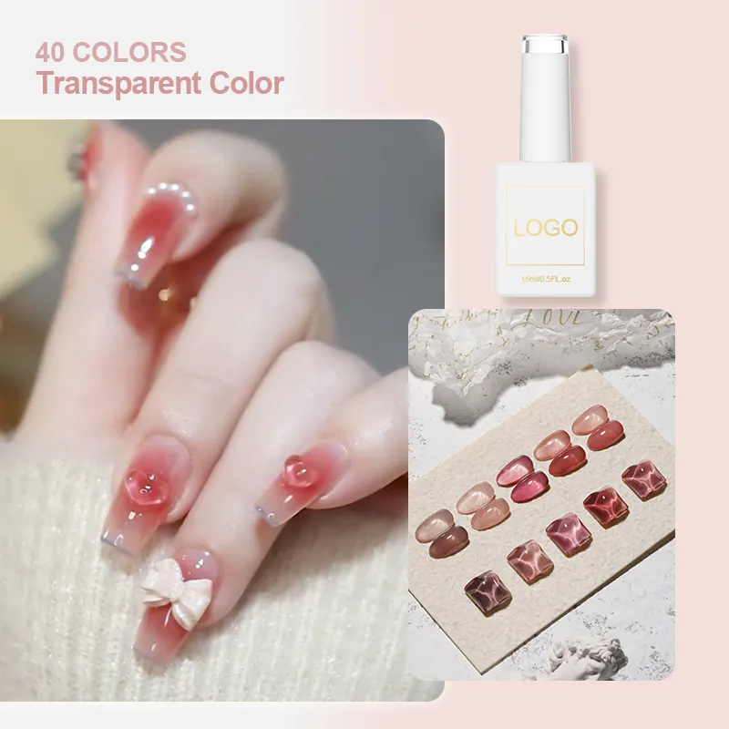 Vendeeni Clear Nude Pink Gel Nail Polish Transparent Color Milky White Sheer Pink Profession Nails Supplies Salon Private label