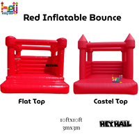 Structure gonflable commerciale rouge 10x10 pieds en PVC, avec options château ou toit plat