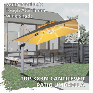 Parapluie Roma en porte-à-faux en aluminium 3x3m base étanche mobilier d'extérieur Parasol jardin plage hôtel parc - Product Image 2