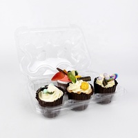 Boîte d'emballage transparente en PET pour cupcakes et desserts à 6 trous, support en blister transparent, conteneur à clapet pour muffins et gâteaux