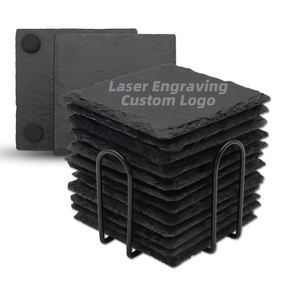 Posavasos Cuadrados de Pizarra en Blanco Personalizados para Grabado Láser, 10 cm, 4x4 Pulgadas, Posavasos para Bebidas, Oficina, Cocina, Regalo, Fiesta - Product Image 1