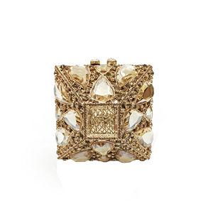 กระเป๋าคลัทช์ทรงกล่องโลหะประดับเพชรสำหรับงานกลางคืน ลายเรขาคณิตขนาดเล็ก กระเป๋าถือสำหรับงานแต่งงานและงานเลี้ยง - Product Image 5