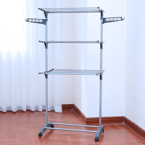 Séchoir à linge pliable et mobile en métal <span class=keywords><strong>pour</strong></span> le rangement des vêtements, supports et étagères - Product Image 4