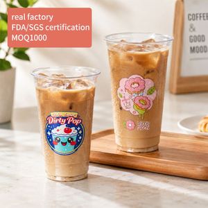 Gobelets en plastique jetables transparents de qualité alimentaire 12 oz PET, impression numérique personnalisable, café, restaurant, smoothies, boissons aux fruits, 95 mm - Product Image 1