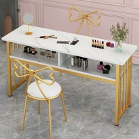 Table de manucure de luxe légère en métal moderne 2025 prix spécial planche de densité Double Table de manucure