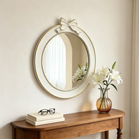 Miroir mural rond en bois de style bohème BOLIDE avec nœud blanc, fait main, durable, décoratif, miroir de maquillage pour anniversaire