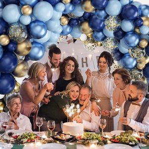 Hot Sale Graduation Back School Birthday Navy Blue <b>Balloon</b> Arch Kit White Chrome Gold Confetti <b>Balloons</b> Party Decor <b>Balloon</b> - Product Image 4