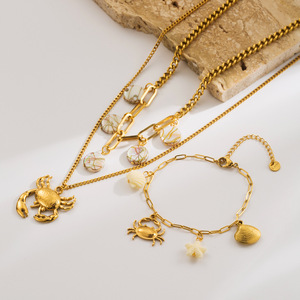 Fashion <strong>Jewelry</strong> Set Beach <strong>Crab</strong> Shell Necklace Bracelet Earrings Fashion Necklace Bracelet Set Wholesale - Product Image 3