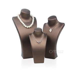 Pu Leather Black Brown Sliver Gray Necklace Jewelry <b>Display</b> Bust Stand <b>Display</b> - Product Image 5