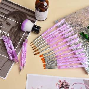 ชุดแปรงทำเล็บ 19 ชิ้น สีชมพู แดง ดำ ด้ามจับสีชมพู แดง ดำ สำหรับเจลยูวี แต่งเล็บ ดีไซน์ลายเส้น ปากกาแต่งลายจุด ชุดอุปกรณ์ทำเล็บมืออาชีพ - Product Image 1