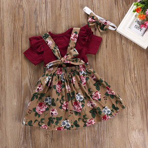 Vêtements tendance pour filles, 3 pièces, salopette et jupe pour bébé, vêtements pour enfants, vente en gros M90311 - Product Image 3