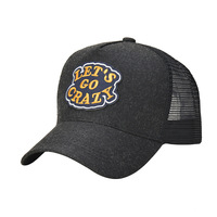 Casquettes de camionneur OEM de haute qualité, personnalisées, à 5 panneaux, avec visière pré-courbée, logo brodé, maille rayée, pour l'extérieur, la plage, décontractées, GO PARTY