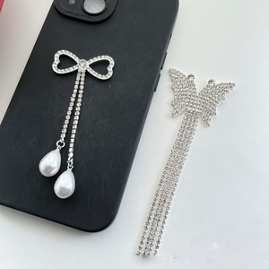 Lüks elmas zirkon kelebek uzun püskül Dangle kristal Rhinestone Fringe alaşım Rhinestone bırak Bling Charms - Product Image 4