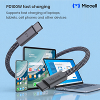 Cables de carga rápida USB PD 100W C a C de Miccell Wholesale 5A, cable de carga para teléfonos tipo C con trenzado de nailon para iPhones.