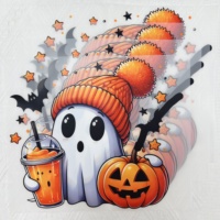 Conception personnalisée pour film de transfert thermique Plastisol, motif Halloween lavable et durable pour vêtements, vente en gros d'usine