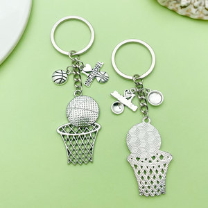 Hip-Hop Sports <strong>Basketball</strong> Football Tennis Badminton Alloy Keychain Creative Game Peripheral Gift Key Ring Pendant Wholesale - Product Image 3