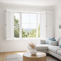 Décoration de fenêtre personnalisée, volets horizontaux en bois pour la maison et l'hôtel