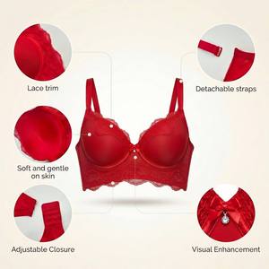 <span class=keywords><strong>Reggiseno</strong></span> Intimo da Donna in Pizzo Trasparente, Lingerie Lunga con Ferretto, Modello <span class=keywords><strong>Balconette</strong></span> - Product Image 5