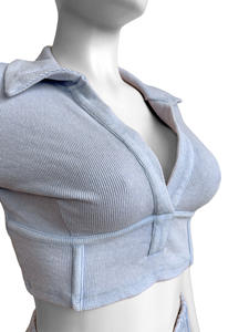 Conjunto de Ropa de Verano para Mujer 2025, Conjunto de 2 Piezas con Cuello en V, Mono Lavado de Algodón y Pantalones Cortos - Product Image 4