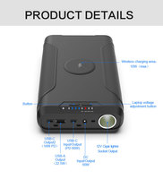 Nouvelle tendance 2022, batterie solaire portable, charge rapide 12V avec allume-cigare, 72000 mAh, batterie sans fil pour ordinateur portable PC de 80000 mAh